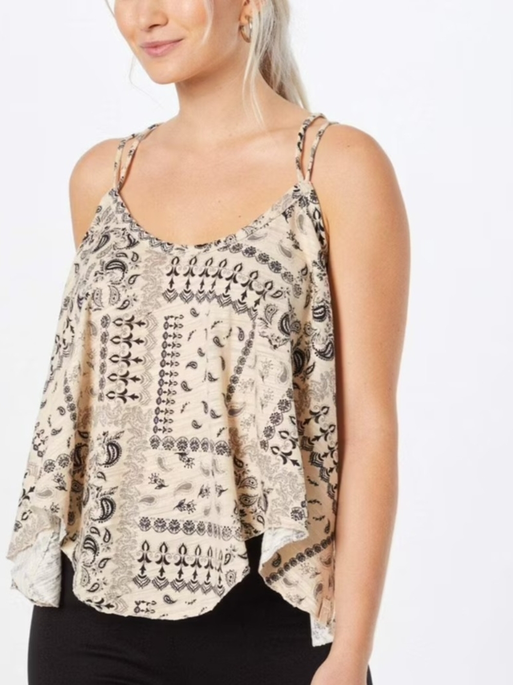 We The Free Paisley Cami in Beige & Black Like New